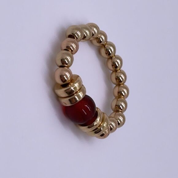 NWT Wool + Pepper Co. Red & Gold Stackable Ring - Picture 3 of 5